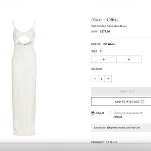 Alice + Olivia Valli Cut-Out Cami Maxi-Dress, Off White, Size 2